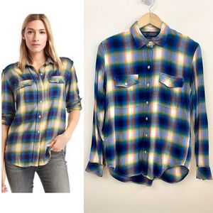 Gap x Pendleton Plaid Drapey Boyfriend Flannel Shirt, EUC